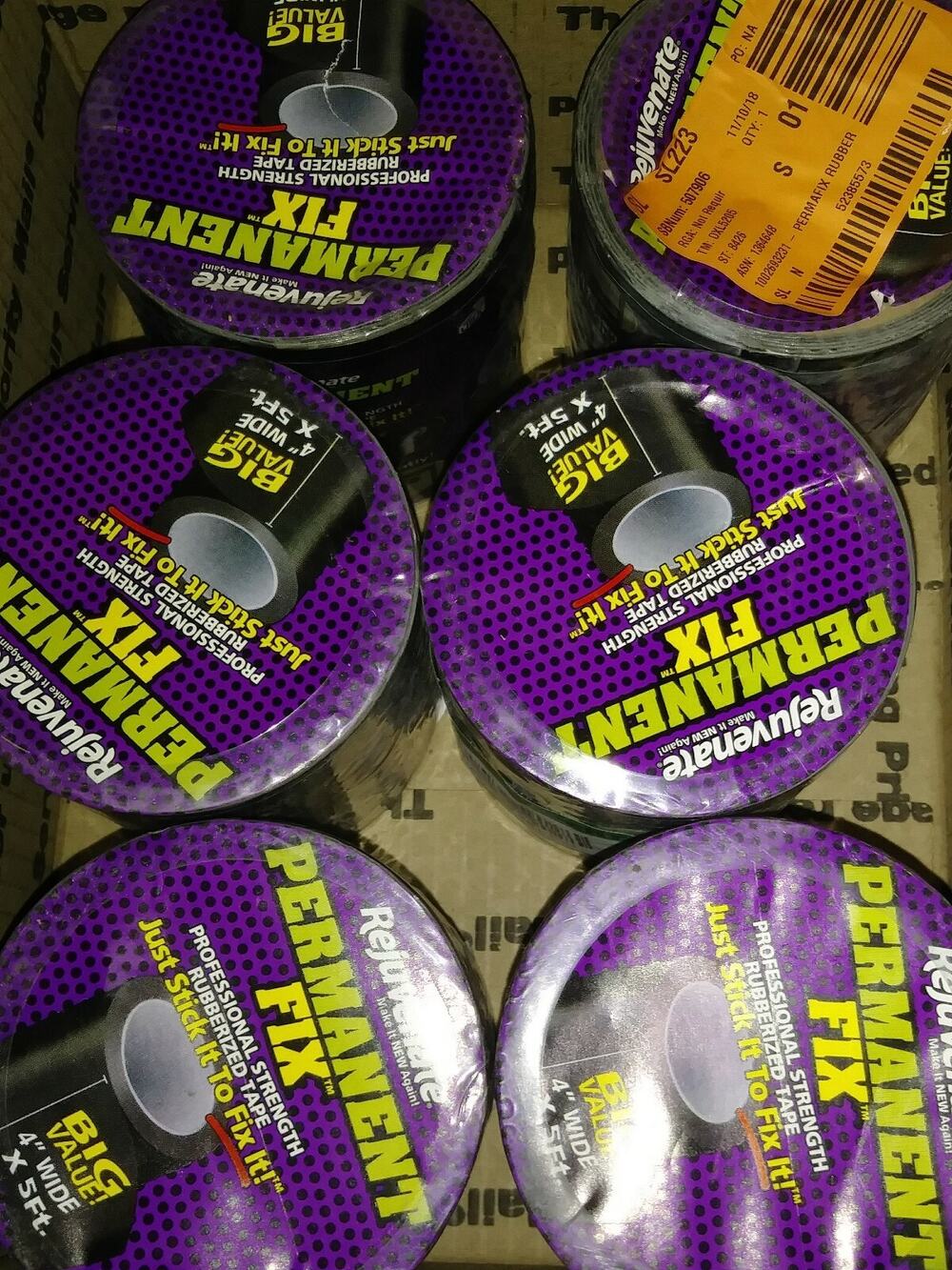 Rejuvenate Permanent Fix Rubberized Sticky Flexible Tape 5ft x 4in 6 Pack Repair